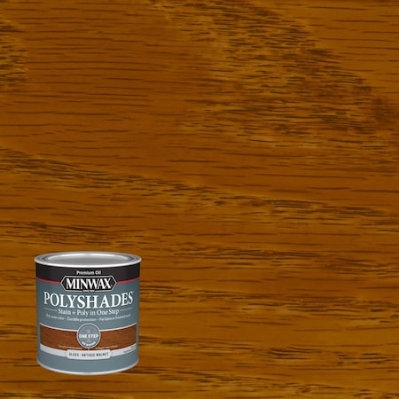 Polyshades Minwax PolyShades Semi-Transparent Gloss Antique Walnut Stain/Polyurethane Finish 1/2 pt 214404444